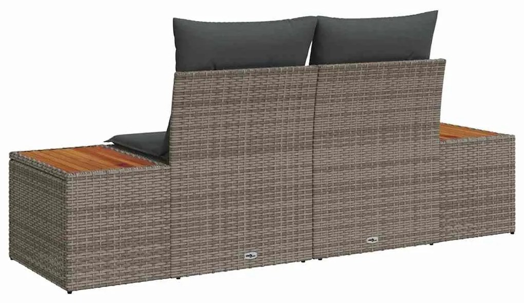Sofá de Jardim 2 Lugares vidaXL com Almofadas Cinza em Rattan Sintétic