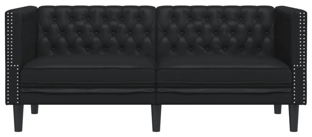 Sofá chesterfield 2 lugares couro artificial preto