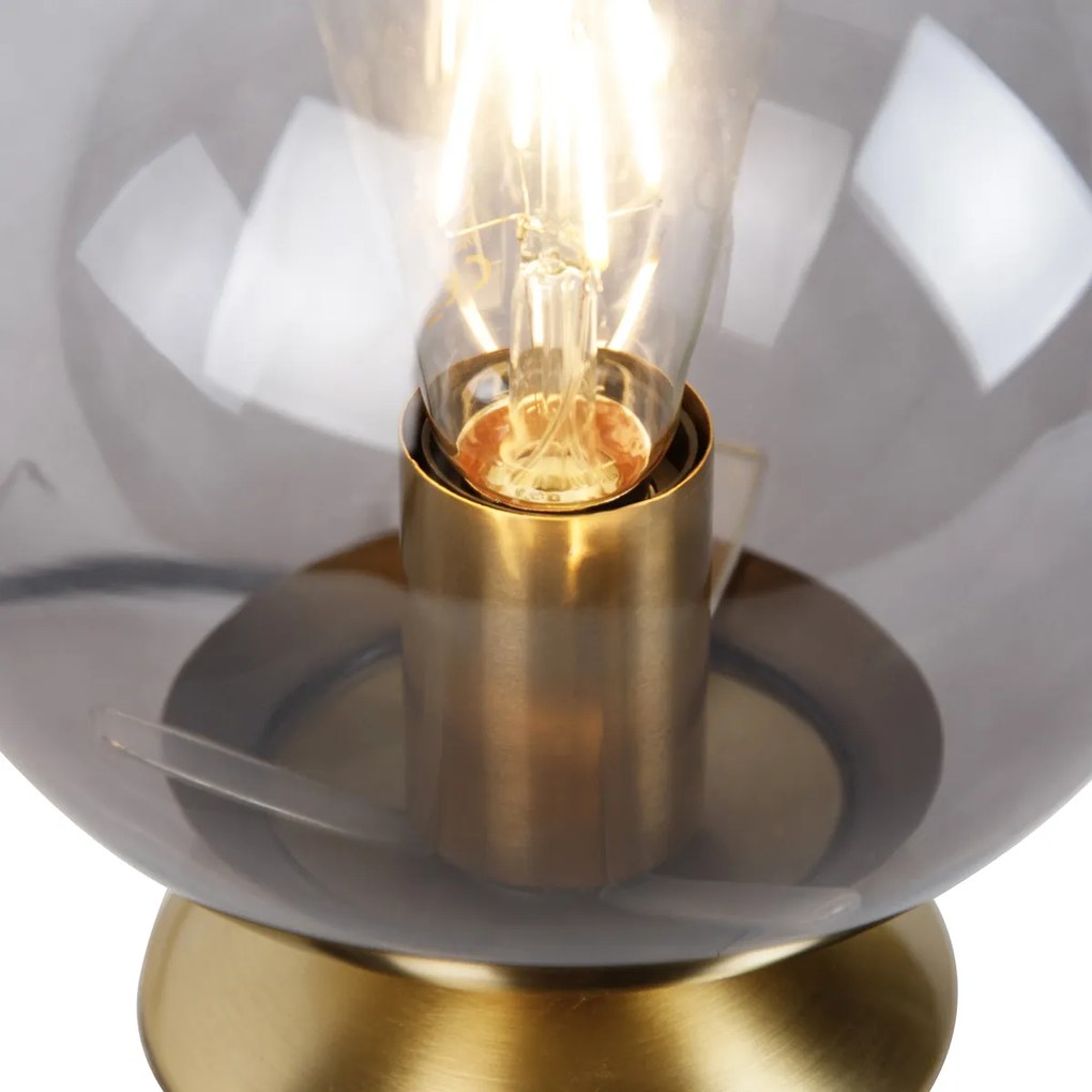 Candeeiro de mesa Art Déco em latão com vidro fumê - Pallon