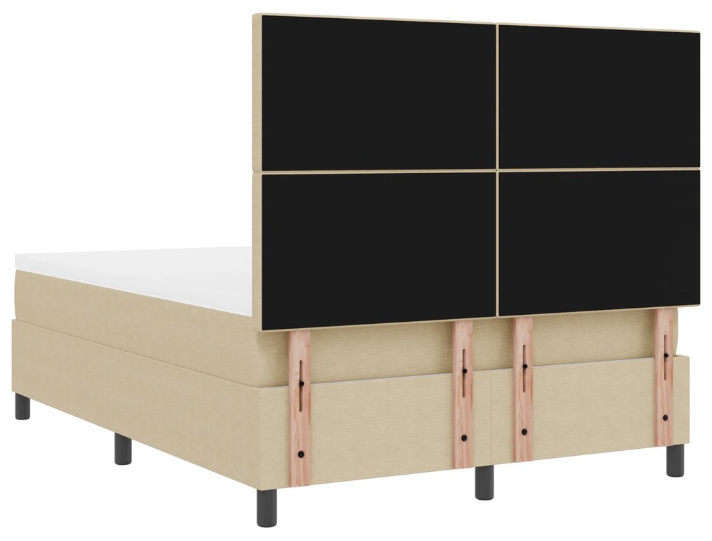 Cama Box Spring com Colchão Verde Claro Cinza 140x200 cm Tecido de Cor