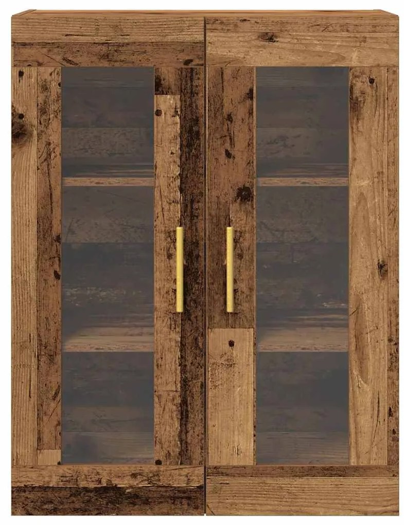 Armário de parede vidaXL com portas de vidro madeira antiga 69,5x34x90