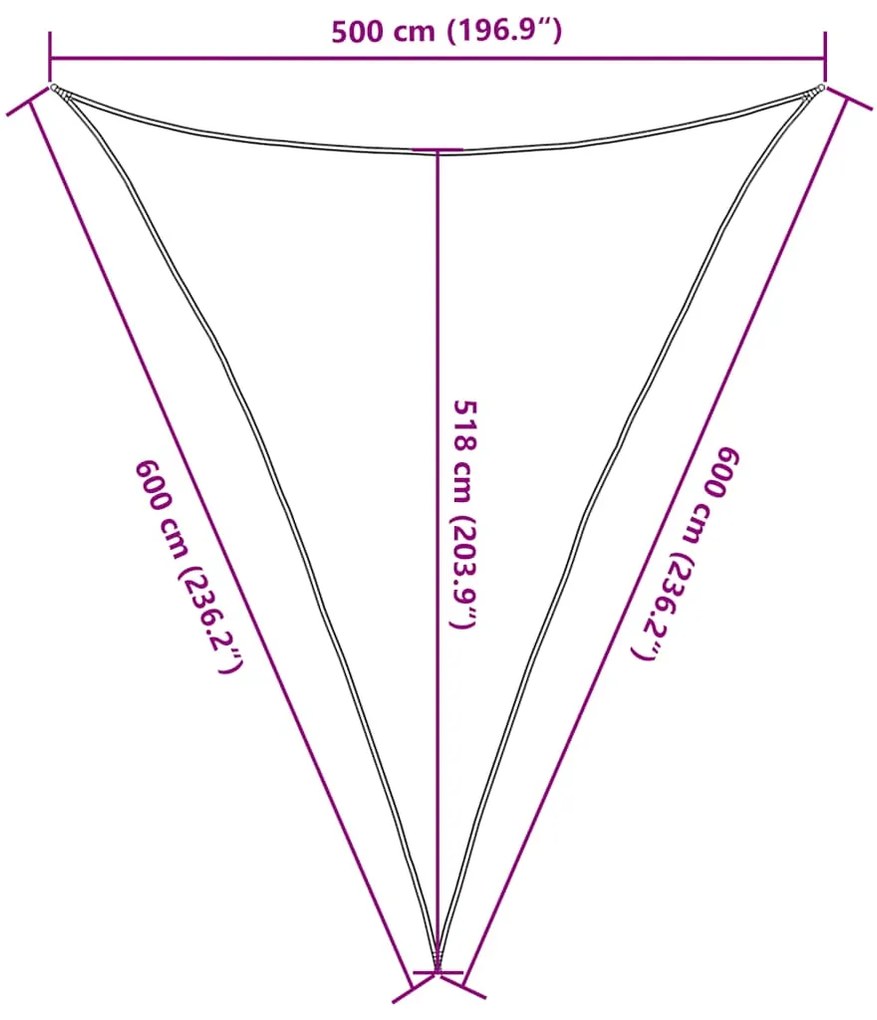 Para-sol estilo vela triangular 160 g/m² 5x6x6 m PEAD amarelo