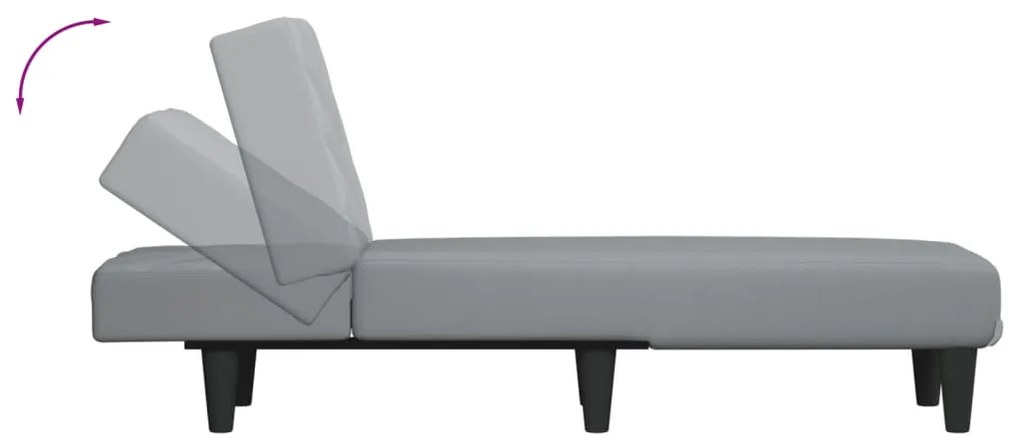 Chaise longue tecido cinzento-claro
