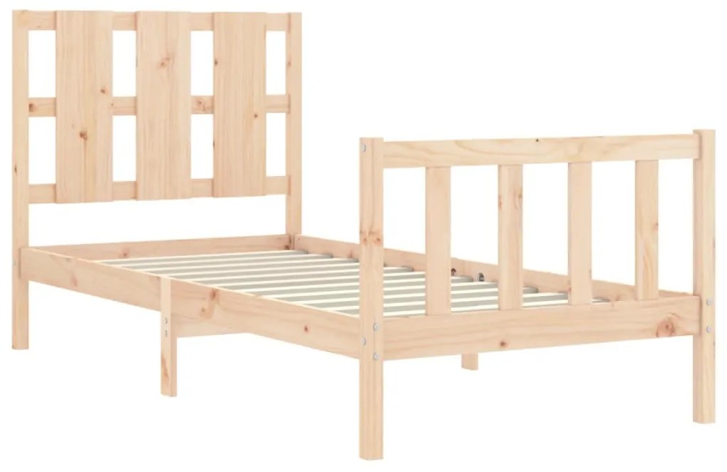 Estrutura de cama com cabeceira 90x190 cm madeira maciça