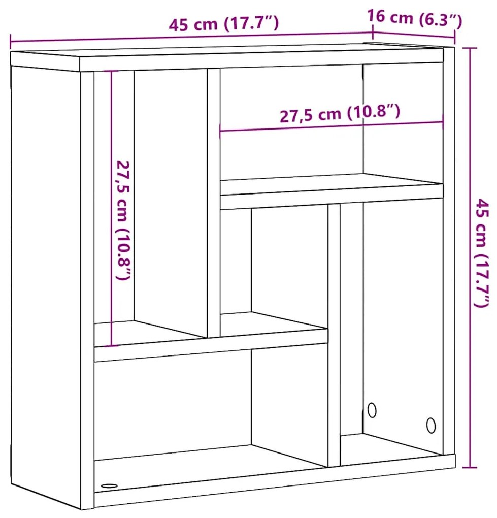Estante de parede 45x16x45 cm deriv. madeira carvalho artisiano