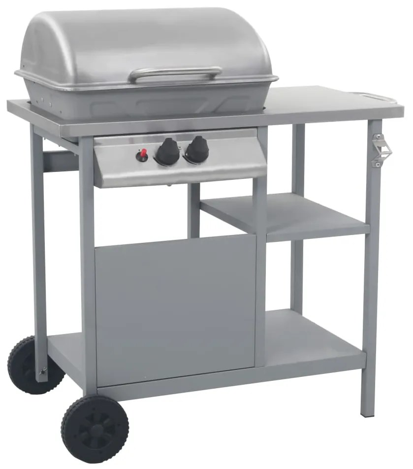 Grelhador/BBQ gás mesa de apoio 3 prateleiras prateado