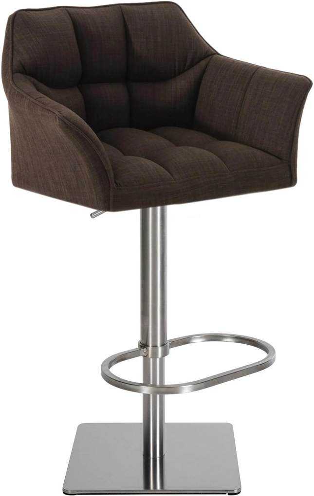Banco de bar Damaso em tecido e com estrutura prateada 64 x 88-113 x 45 cm Castanho
