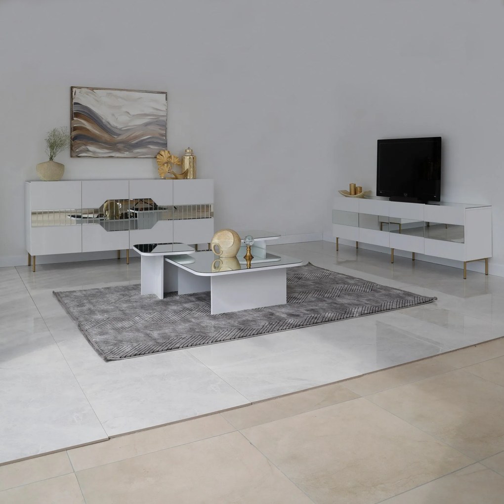 Conjunto de Mesas de Café Jazz – Branco – 80x30x80 cm, 40x35x40 cm, 40