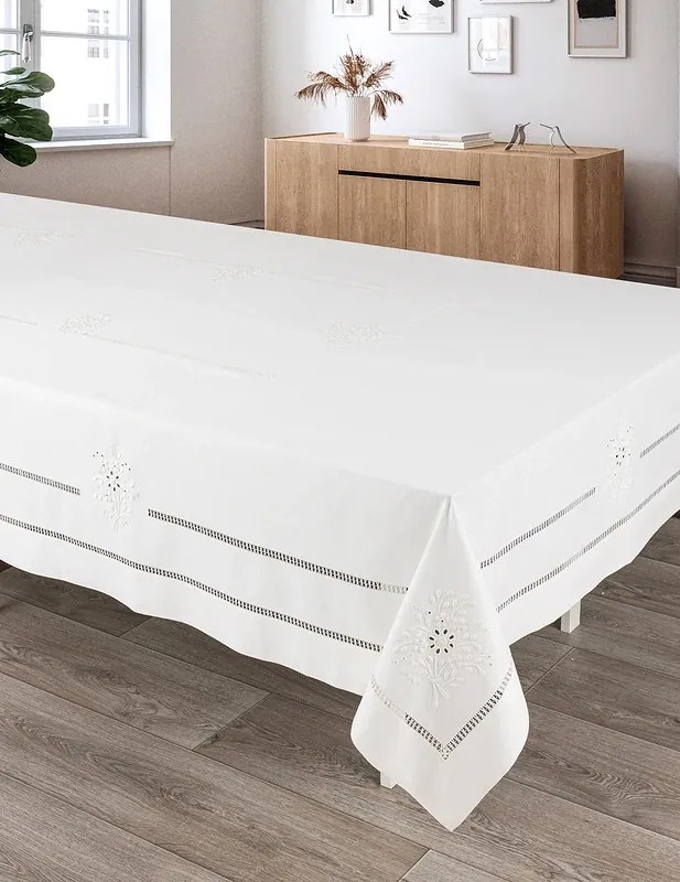 180x350 cm - Toalha de mesa de linho bordada a mão - bordados da lixa Creative Rosemary 2021