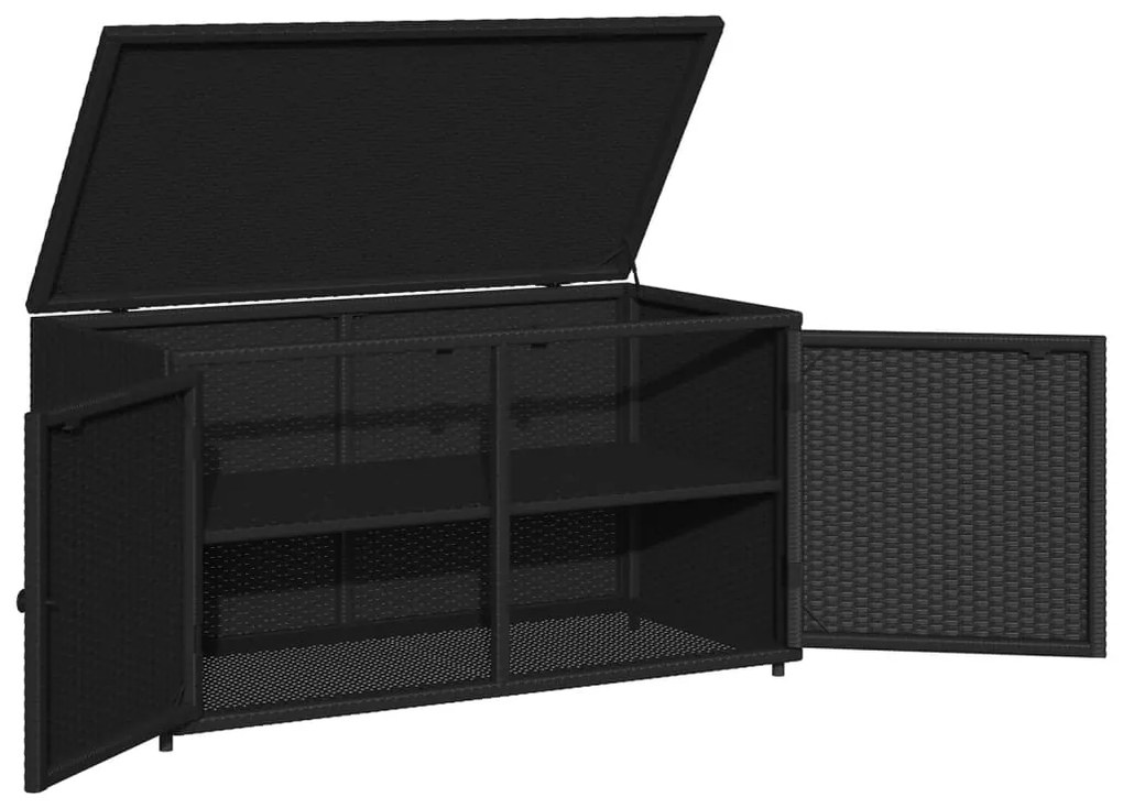 Armário de arrumação para jardim 110x55x60,5 cm vime PE preto