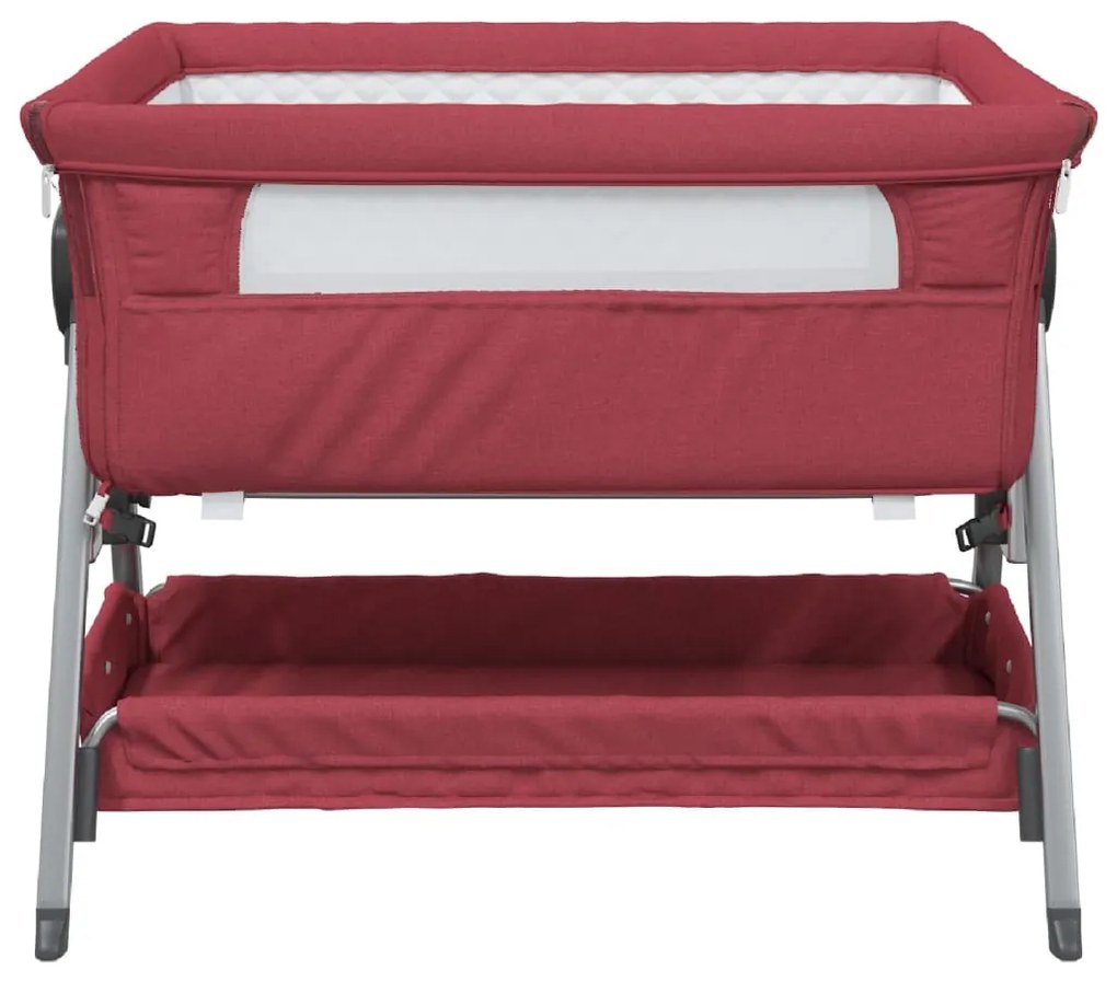Cama de bebé com colchão tecido de linho vermelho
