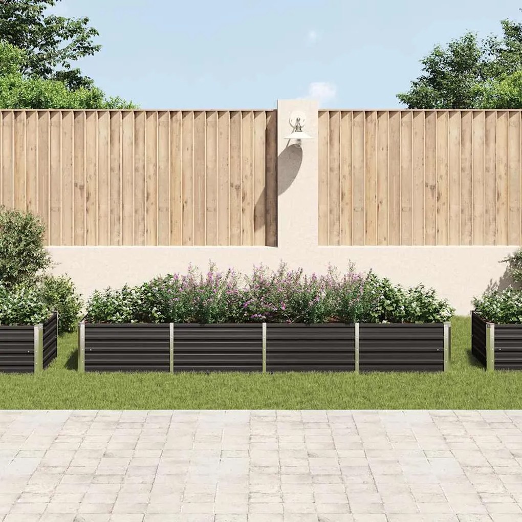Canteiro elevado jardim aço galvanizado 320x80x45 cm antracite