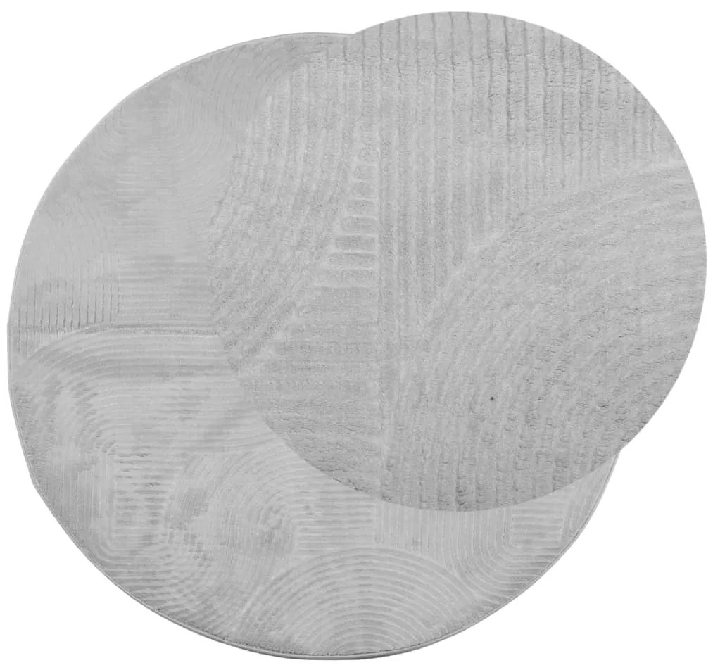Tapete de pelo curto IZA visual escandinavo Ø 80 cm cinzento