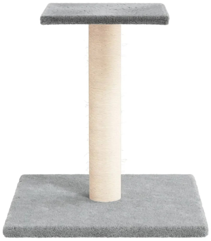 Poste arranhador para gatos com plataforma 38 cm cinzento-claro