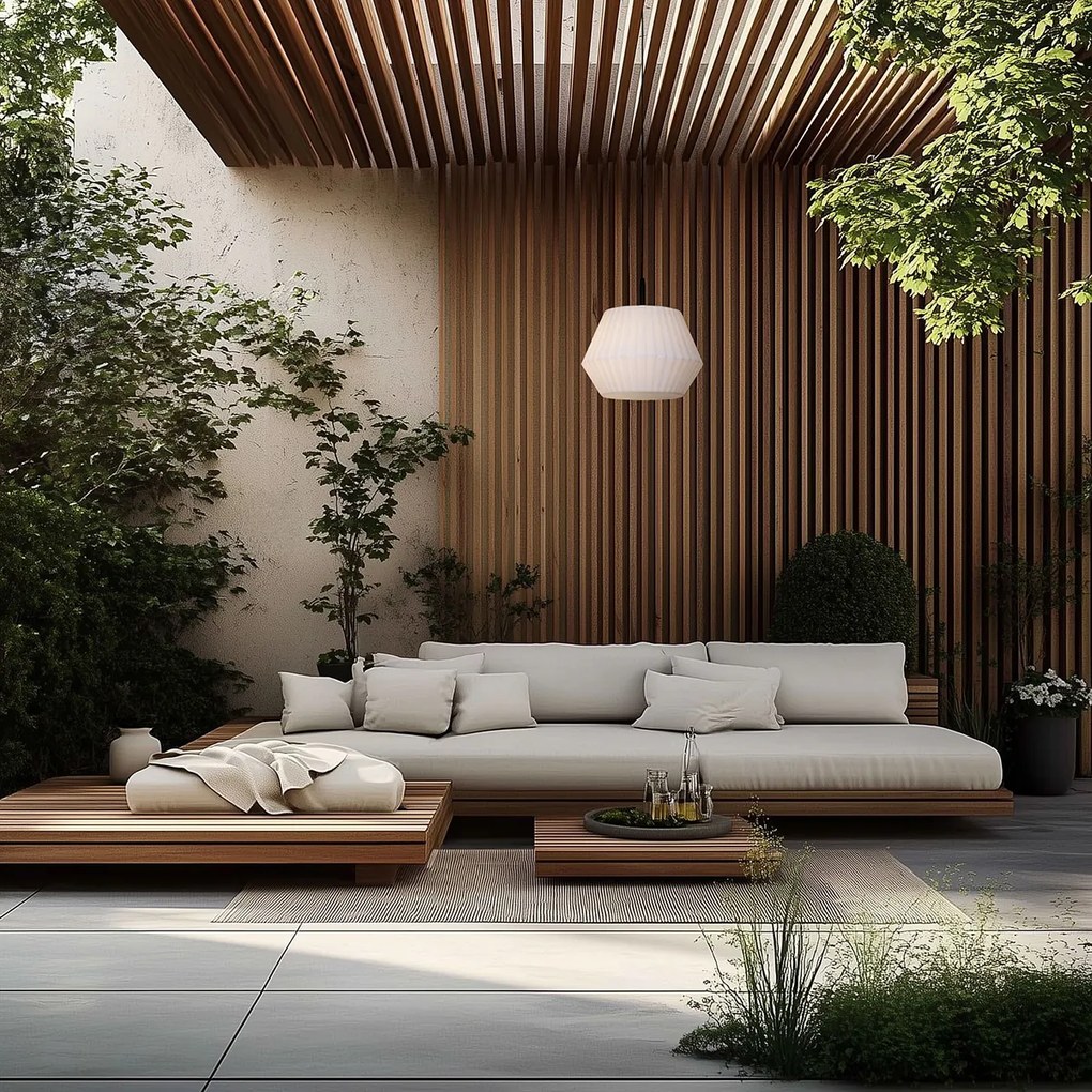 Candeeiro de suspensão exterior moderno preto com cúpula branca 45,6 cm IP44 - Robbert