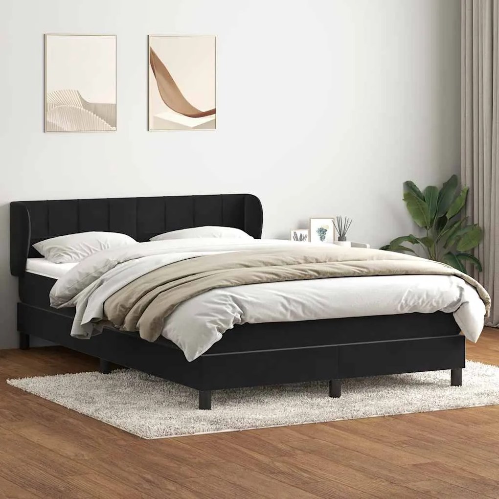 vidaXL Cama com molas/colchão 160x220 cm veludo preto