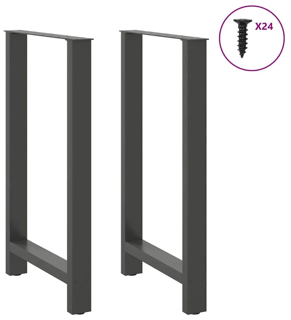 Pés para mesa de bar antracite 2 peças 60x(100-101) cm aço