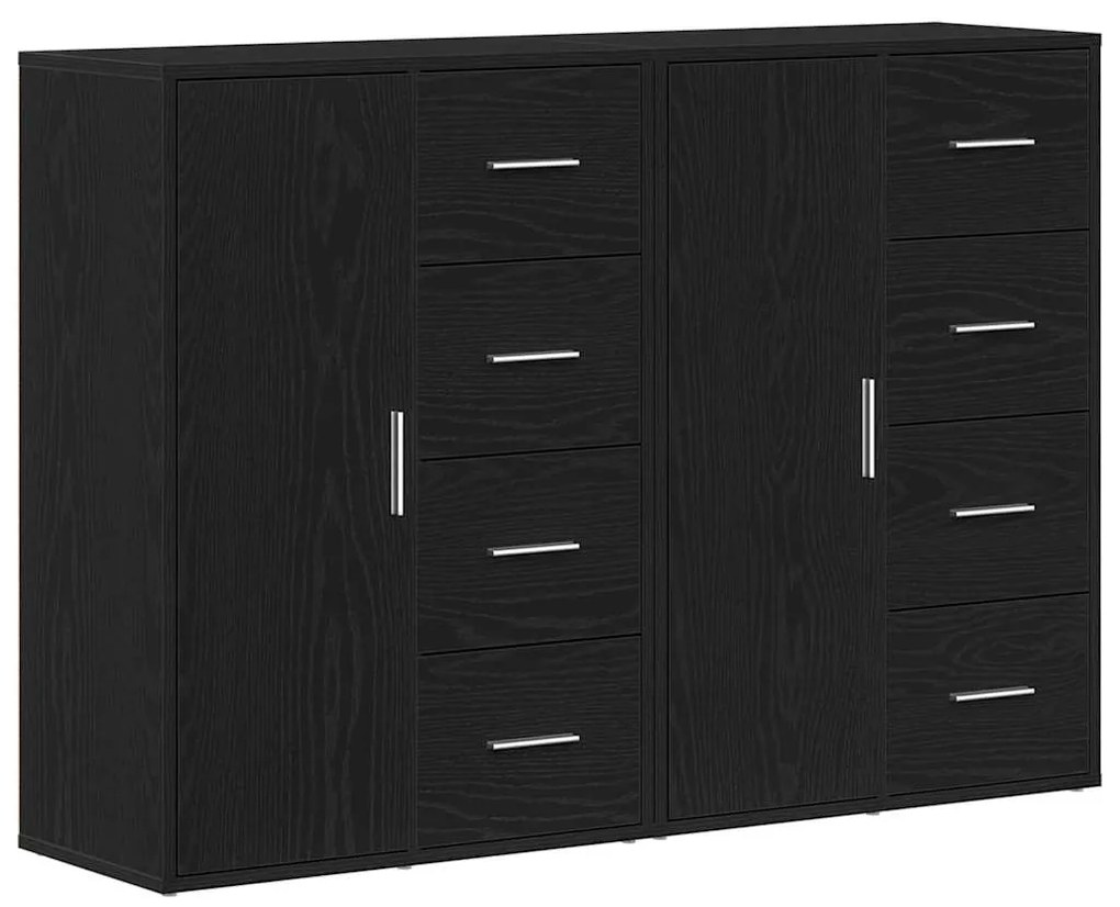 Buffets 2 pcs Carvalho Preto 60x31x84 cm Madeira Engenharia