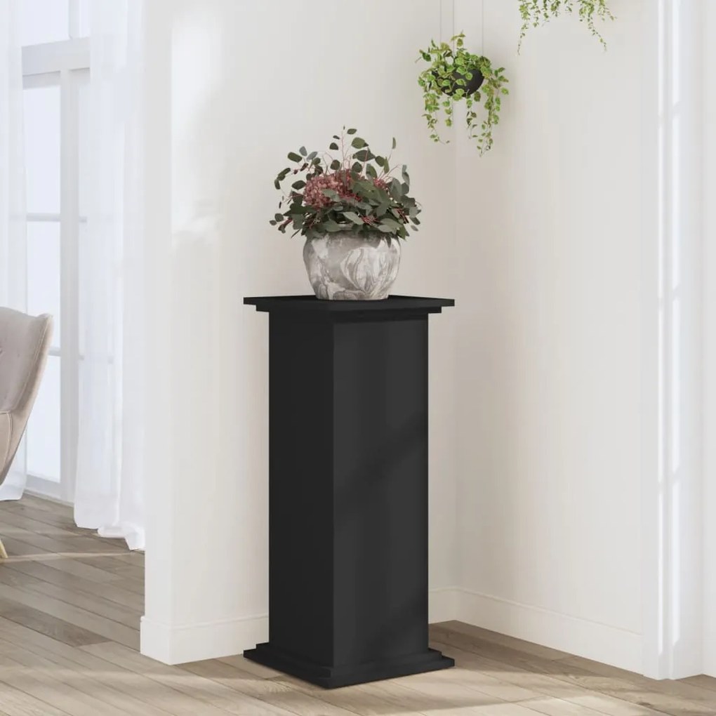 vidaXL Suporte para plantas 33x33x80 cm derivados de madeira preto