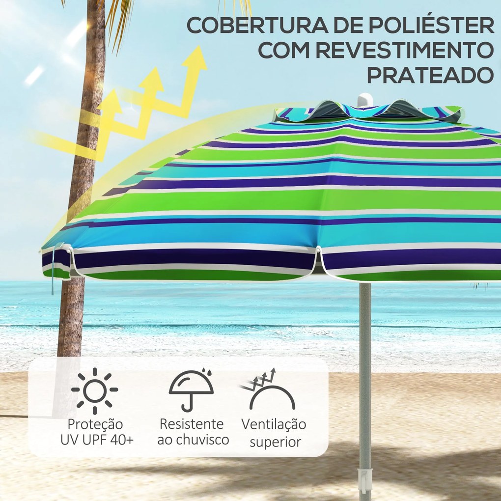Chapéu de Sol de Praia Ø178x205 cm Chapéu de Sol para Terraço com Incl