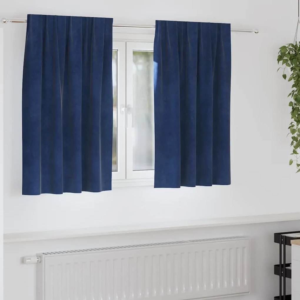 vidaXL Cortinas opacas 2 pcs Azul Escuro 140 x 140 cm Veludo