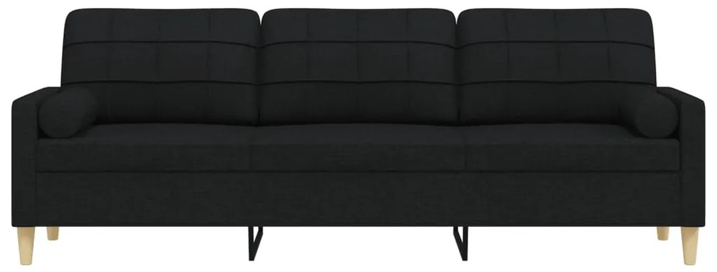 Sofá 3 lugares c/ almofadas decorativas 210 cm tecido preto