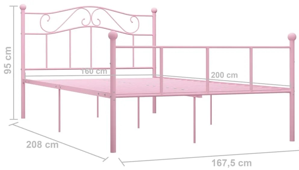 Estrutura de cama 160x200 cm metal rosa