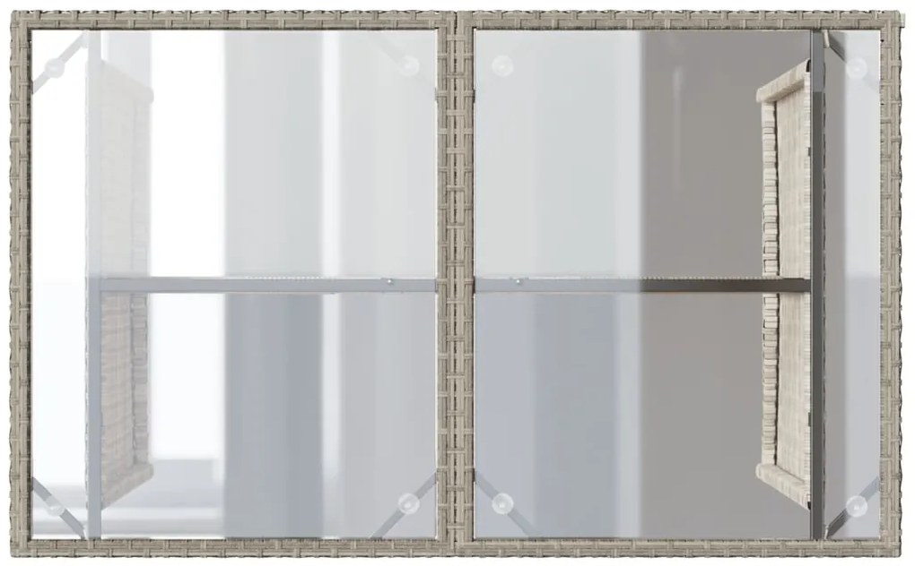 Mesa jardim c/ tampo de vidro 110x68x70 cm vime PE cinza-claro