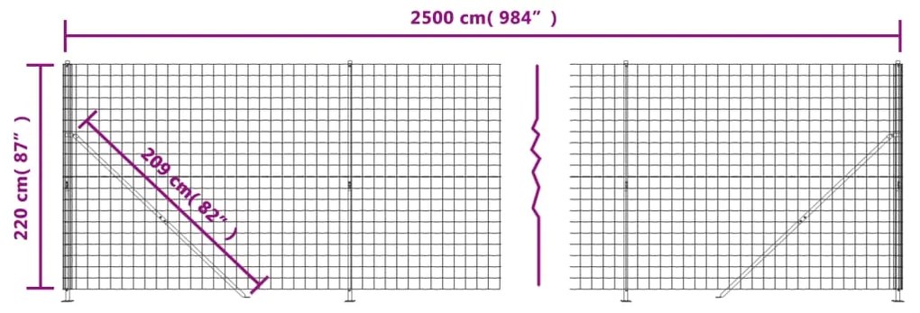 Cerca de malha de arame com flange 2,2x25 m antracite