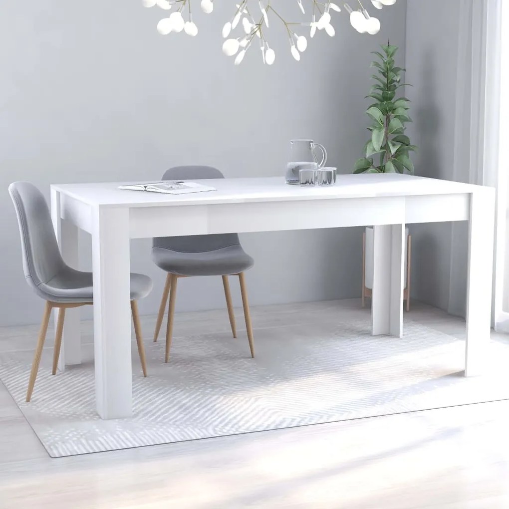 vidaXL Mesa de jantar 160x80x76 cm contraplacado branco
