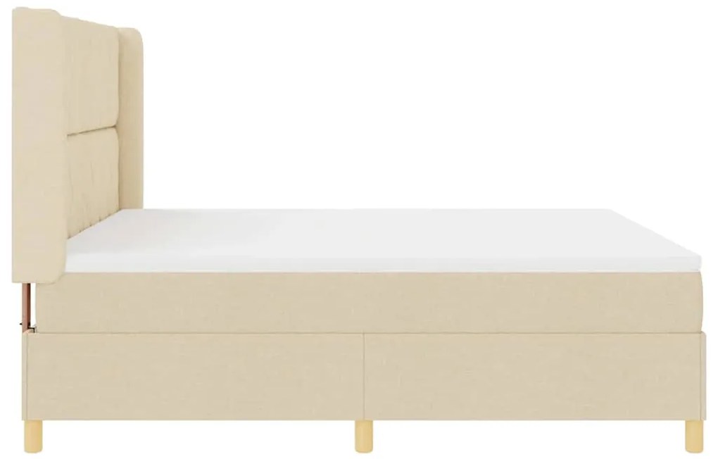 Cama com Estrado e Colchão Creme 180x200 cm Tecido
