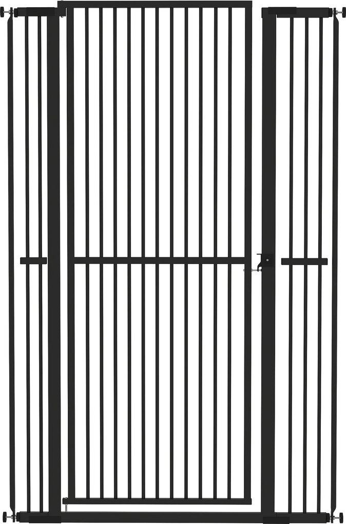 Barreira para Cães Extra Alta com Largura Ajustável 77-104 cm Barreira de Segurança para Cães e Gatos com 2 Extensões Preto