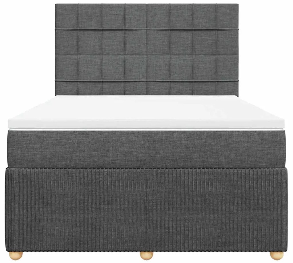 Cama com molas/colchão 140x200 cm tecido cinzento-escuro