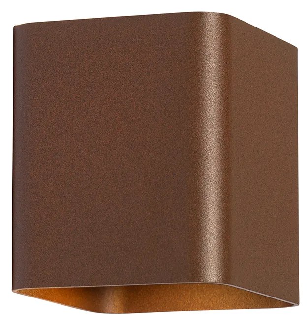 Candeeiro de parede moderno castanho ferrugem com LED IP54 quadrado - Evi Moderno