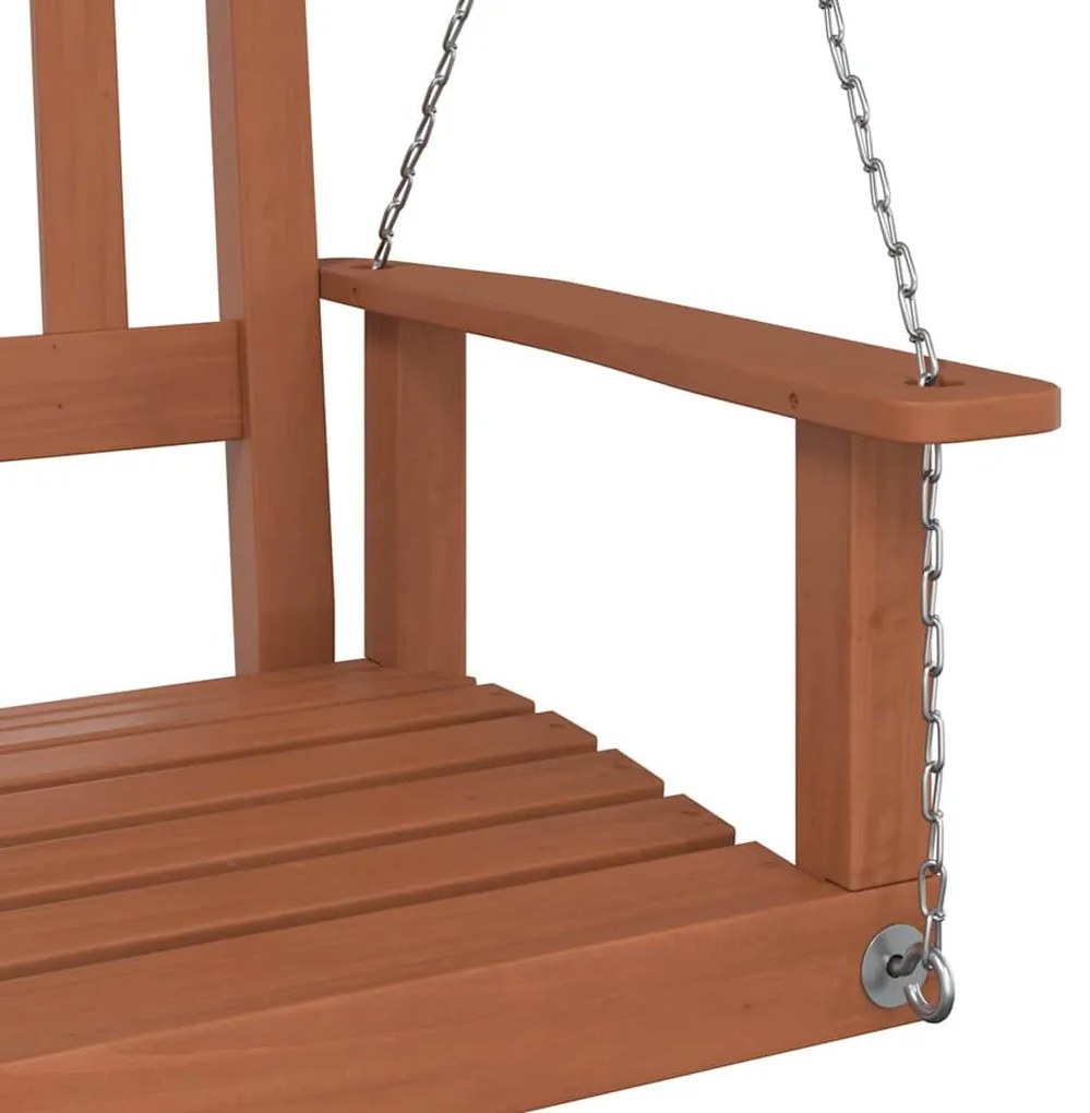 Banco de baloiço com correntes de metal abeto maciço castanho