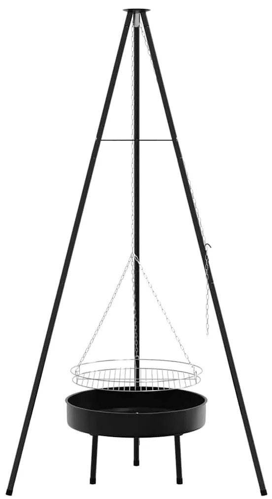 Tripé para Cozinha ao Fogo com Grelha e Tray de Fogo 170 cm