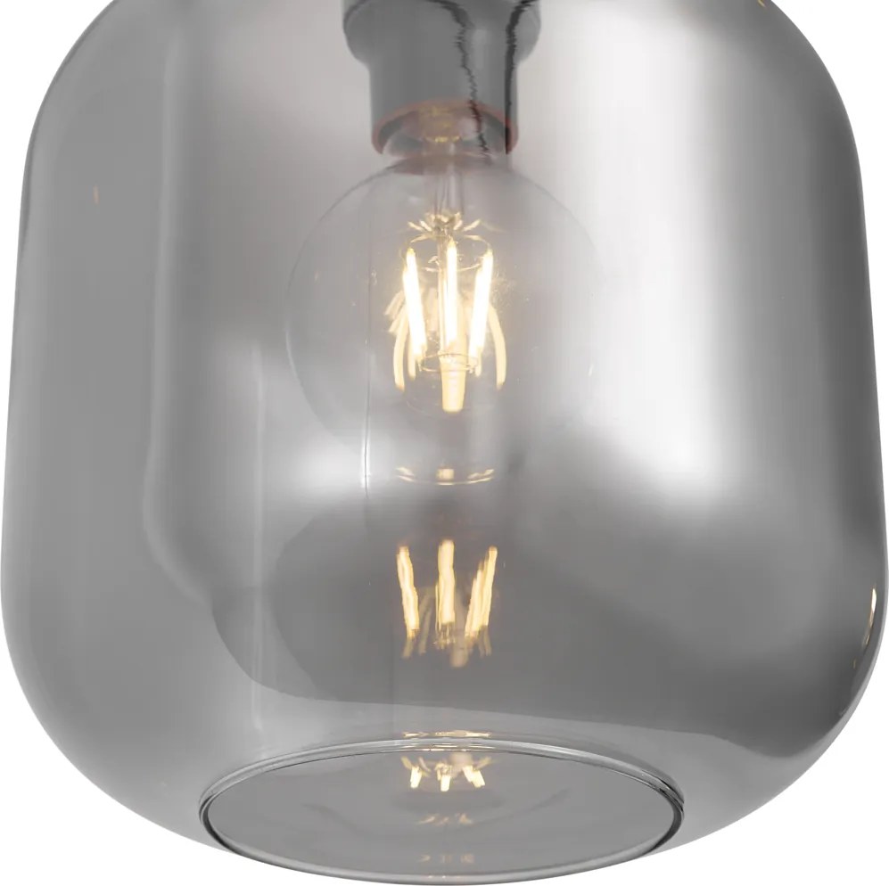 Candeeiro pendente de design em latão com vidro fumê para sistema de calha monofásico - Iconic Zuzanna