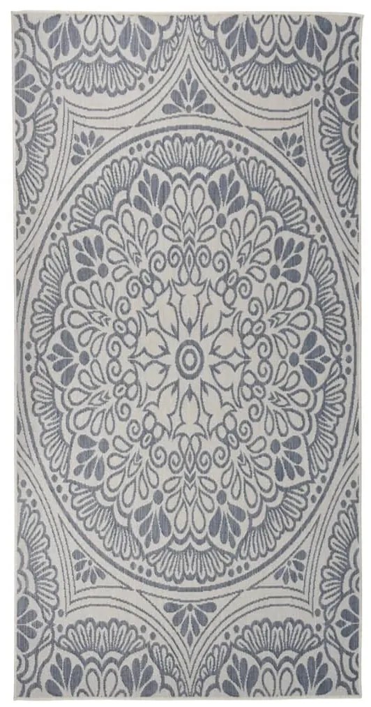 Tapete de tecido plano para exterior 100x200 cm padrão azul