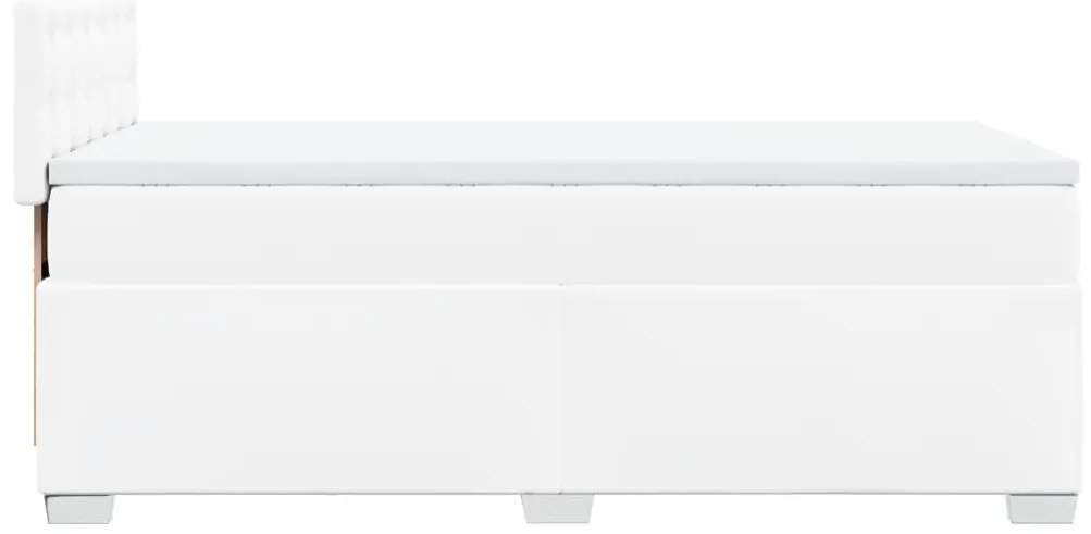 Cama com molas/colchão 100x200 cm couro artificial branco