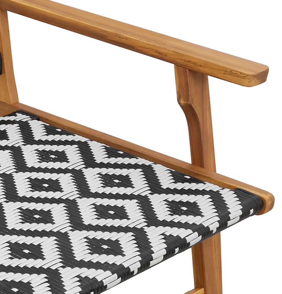 Cadeiras de Jardim com Mesa, Conjunto de 3 Peças, Preto e Branco, Made