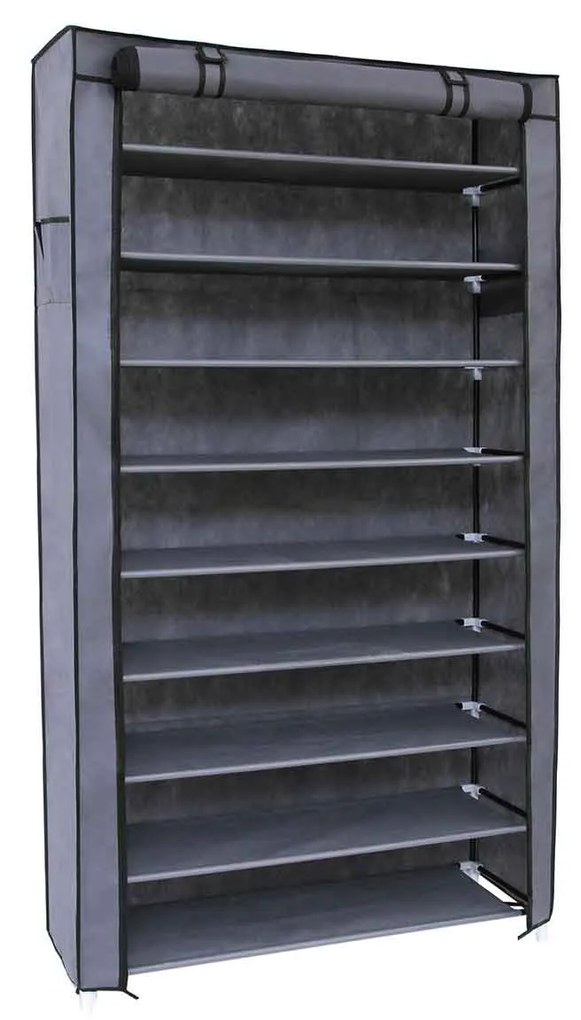 SONGMICS Sapateira de 10 andares com capa à prova de poeira, armário de armazenamento, organizador para até 40 pares de sapatos, na sala de estar, corredor, 88 x 28 x 160 cm, cinza RXJ36G