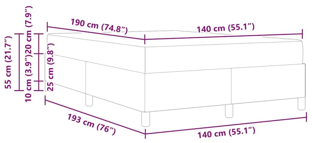 Cama Box Castanho 140 x 190 cm Tecido, Madeira de Engenharia