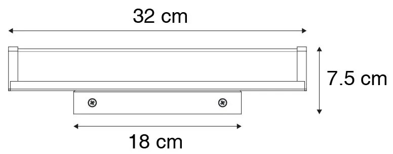 Candeeiro de parede para casa de banho em aço 32 cm com LED IP44 - Cascada Moderno