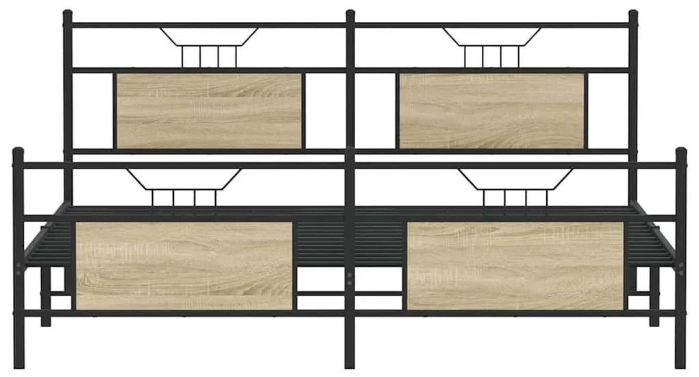 Estrutura de cama sem colchão 180x200cm metal carvalho sonoma