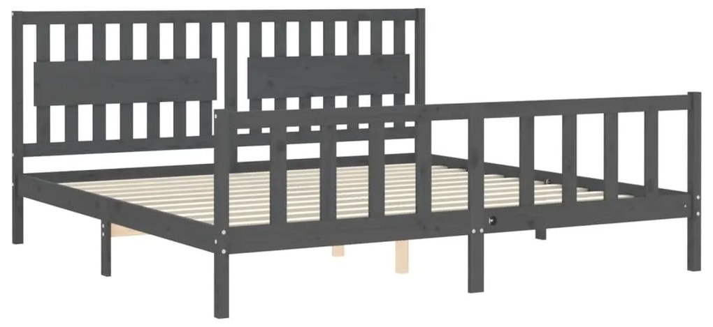 Estrutura de cama com cabeceira 200x200 cm madeira maciça cinza