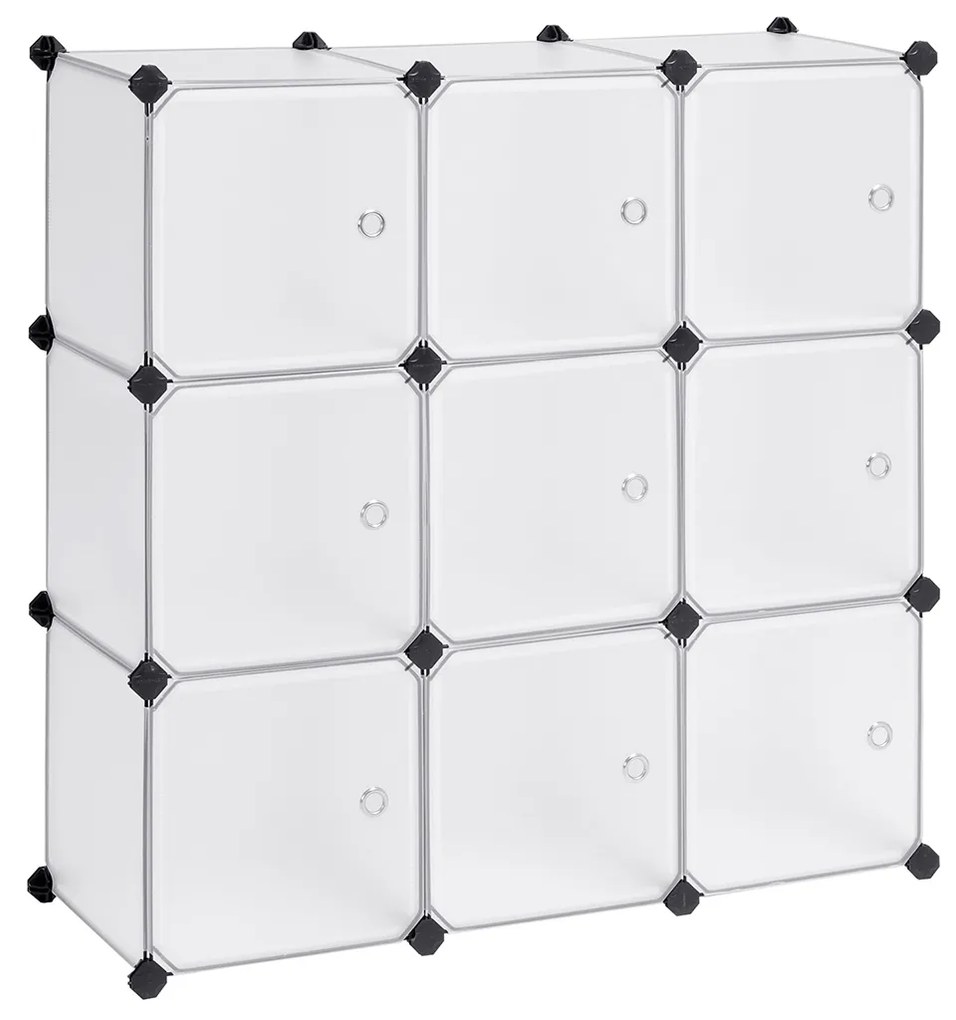Conjunto modular de cubos de armazenamento para roupas, calçado e brinquedos | SONGMICS | 93 x 31 x 93 cm | preto|branco | LPC116WS.