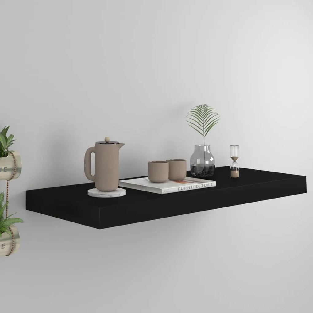 Prateleira de parede suspensa 60x23,5x3,8 cm MDF preto