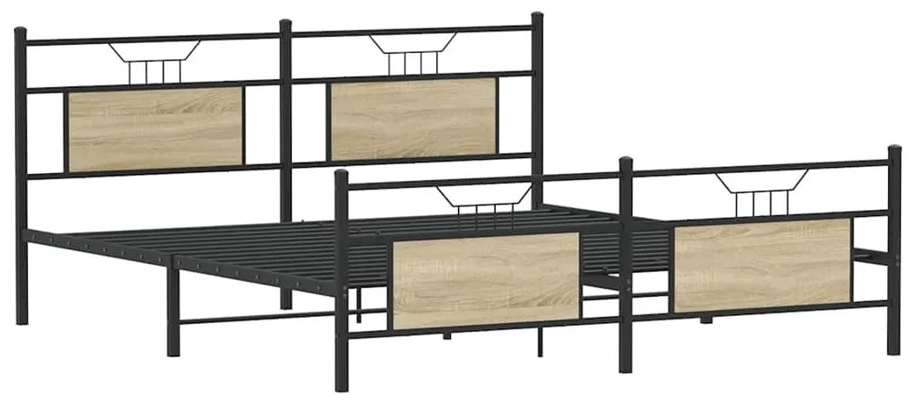 Estrutura de cama sem colchão 183x213cm metal carvalho sonoma