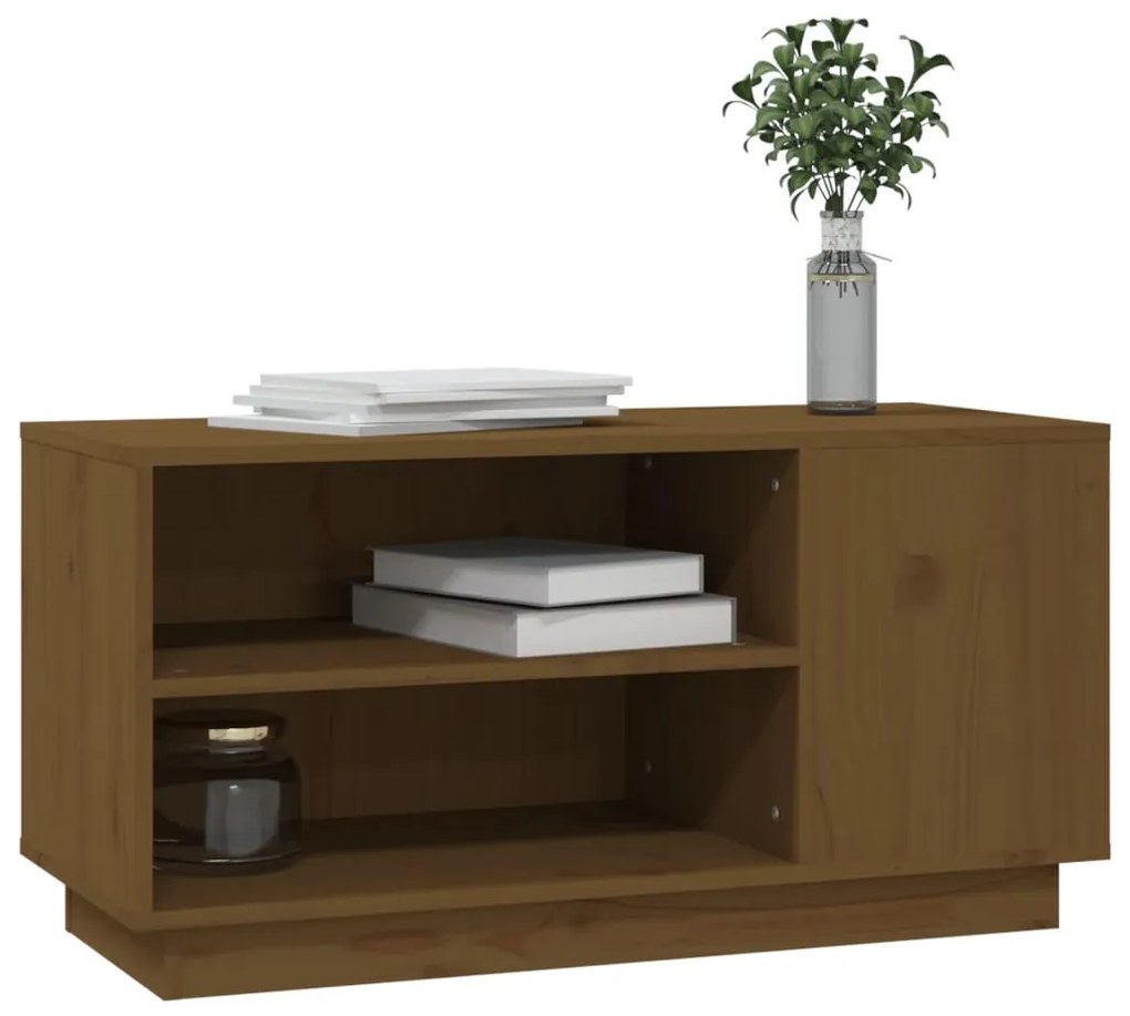 Móvel de TV 80x35x40,5 cm madeira de pinho maciça castanho mel