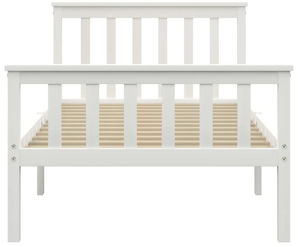 Estrutura de cama 100x200 cm madeira pinho maciço branco